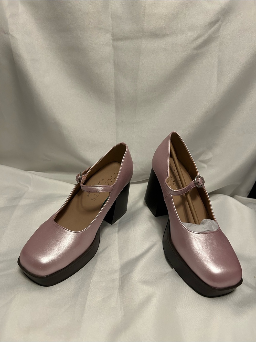 Coconuts by Matisse Metallic Light Pink Mary Jane Platform Heels - Picture 2 of 8